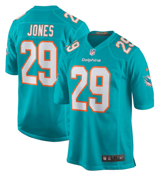 Men's Miami Dolphins #29 Brandon Jones Aqua Stitched Football Jersey